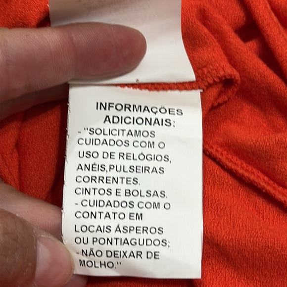 (T6) LE LIS BLANC DEUX, Orange stretch blouse with full sleeves,size P/M USA - Picture 12 of 12